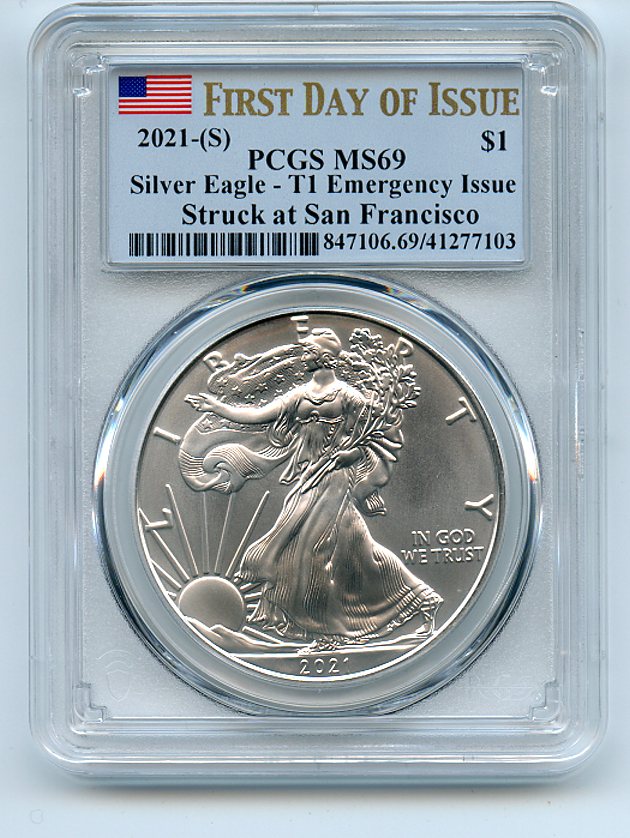 Item Detail 2021 (S) 1 American Silver Eagle 1oz Dollar Type 1