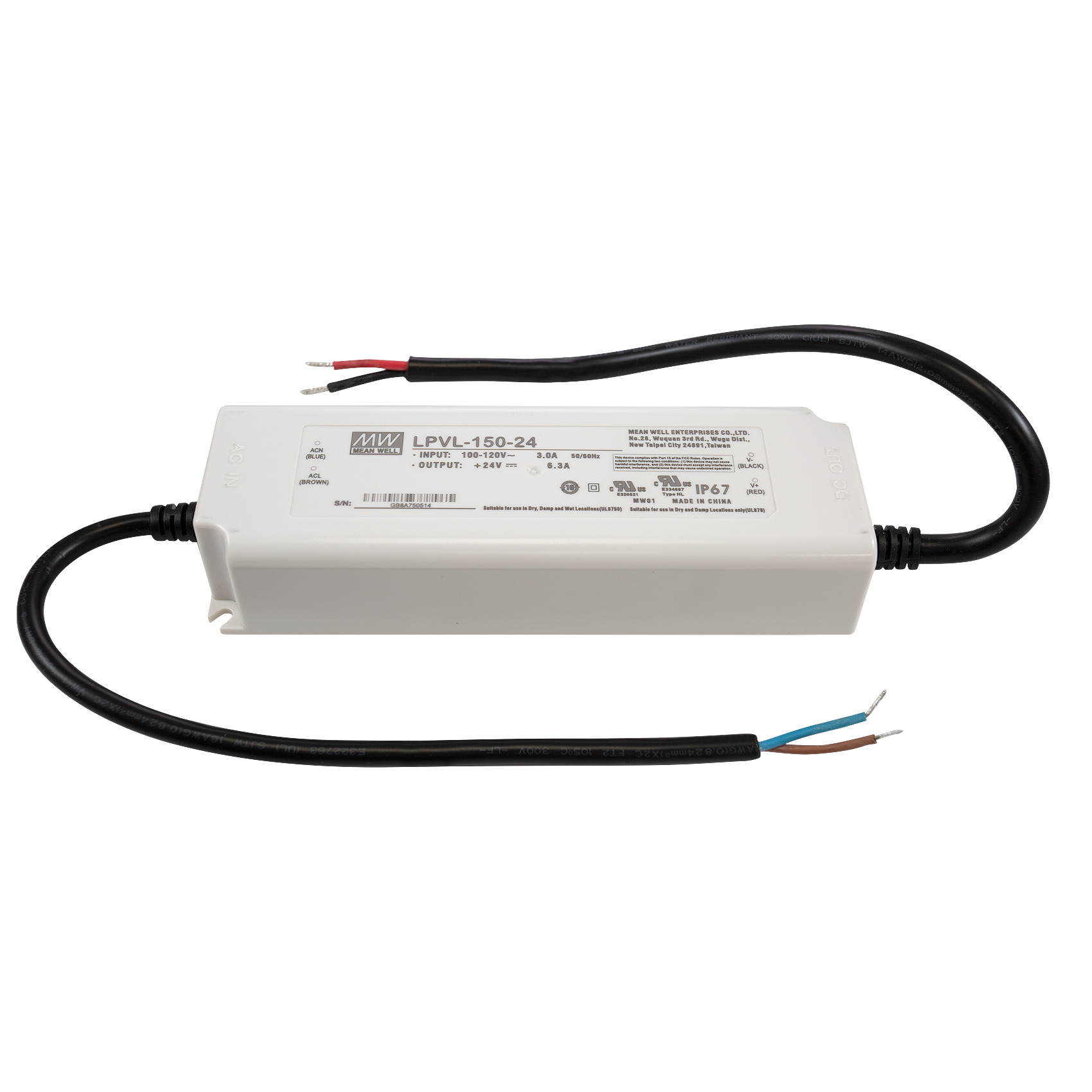 MeanWell LED Power Supply 150 Watts 24 Volts Waterproof SIRS