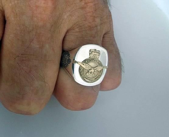 Royal Air Force Bespoke Oxidized Silver Emblem Ring