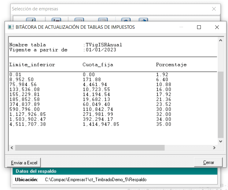 Actualización tarifa anual ISR 2023 en CONTPAQi® Nóminas Siscofin