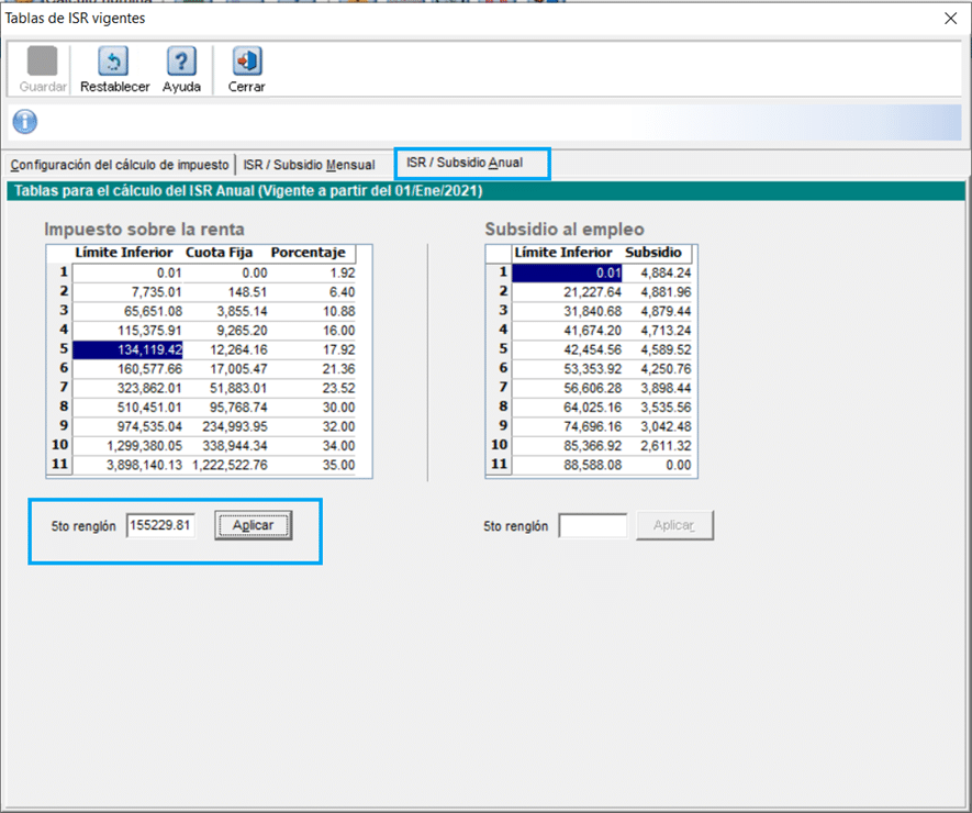 Actualización tarifa anual ISR 2023 en CONTPAQi® Nóminas Siscofin