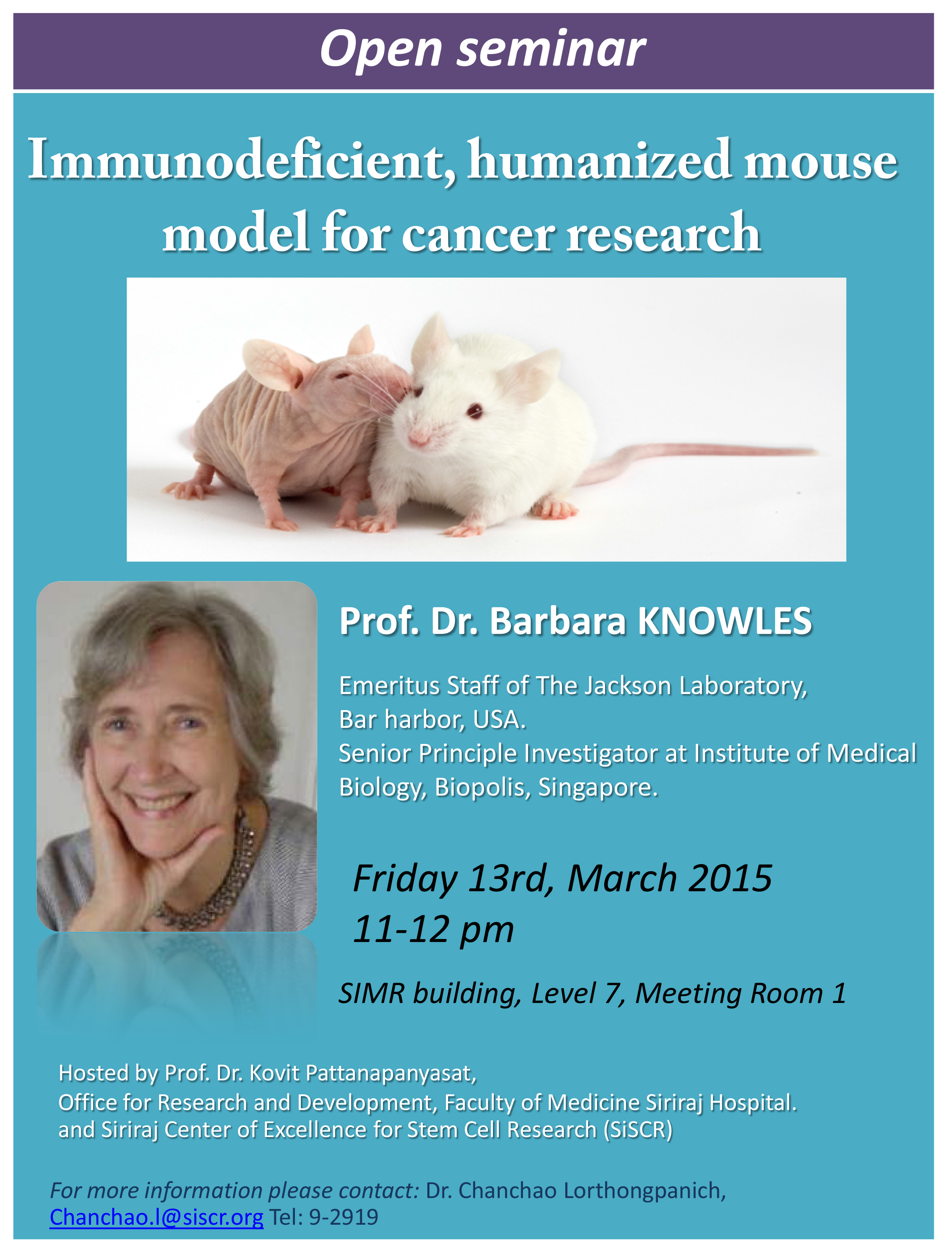 SiSCR Immunodeficient, humanized mouse model for cancer