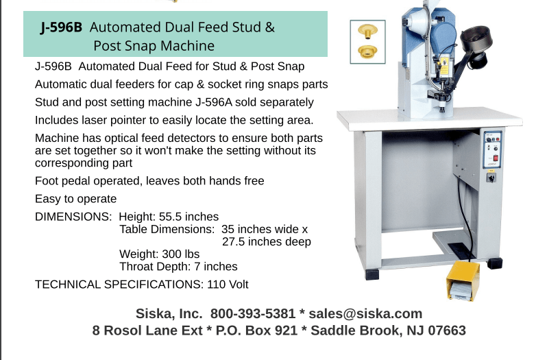 J569B Electric Snap Machine SISKA INC
