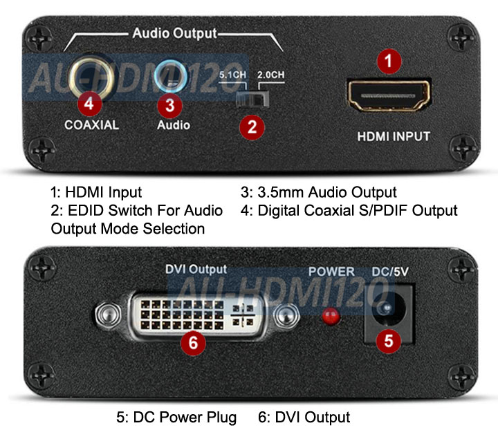 HDMI To DVI + Audio Converter Extractor