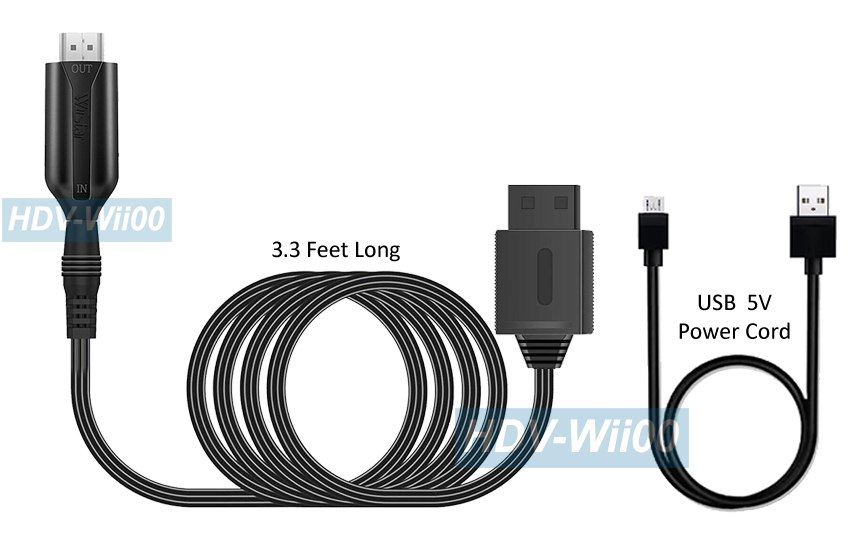 Premium Wii To 1080p HD AV Adapter Cable With 5V Power