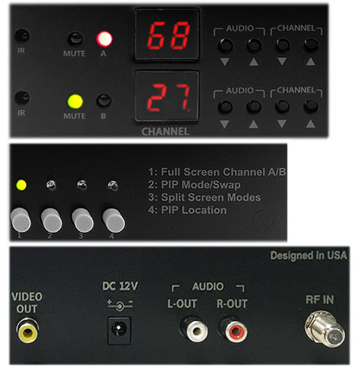 RF To RCA Video Dual Demodulator With SplitScreen PIP Output