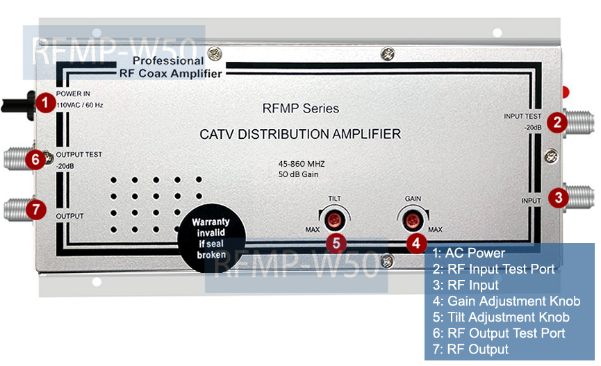 Professional RF Cable TV Signal Amplifier With High 50dB Gain