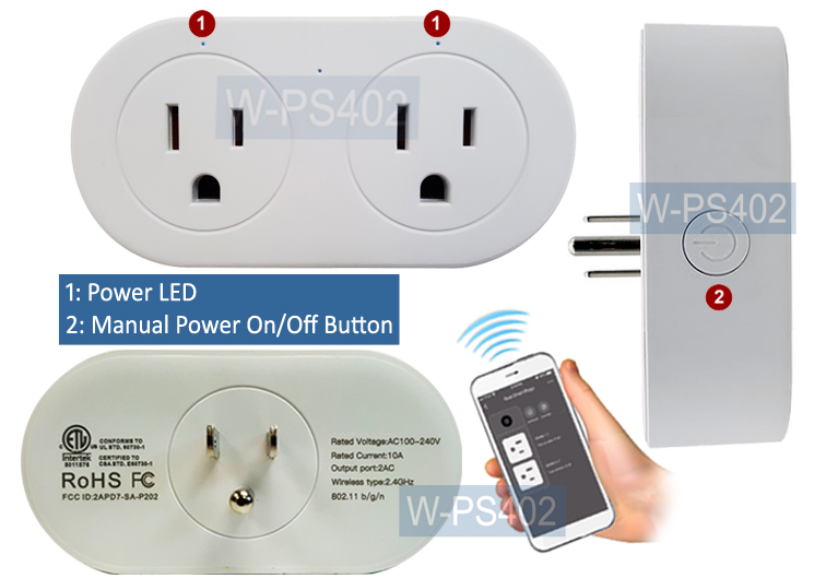 Smart WiFi Controlled Dual AC Outlets With Timer Function For Home