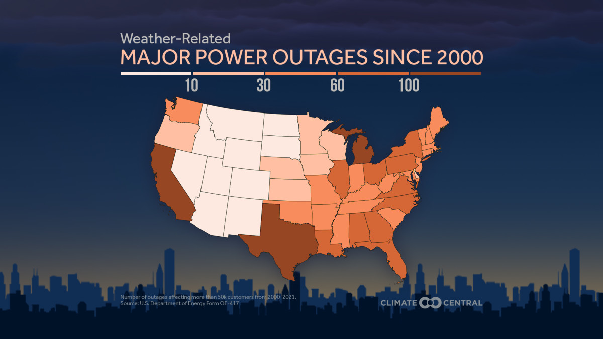 Major power outages due to weather are increasing Climate and