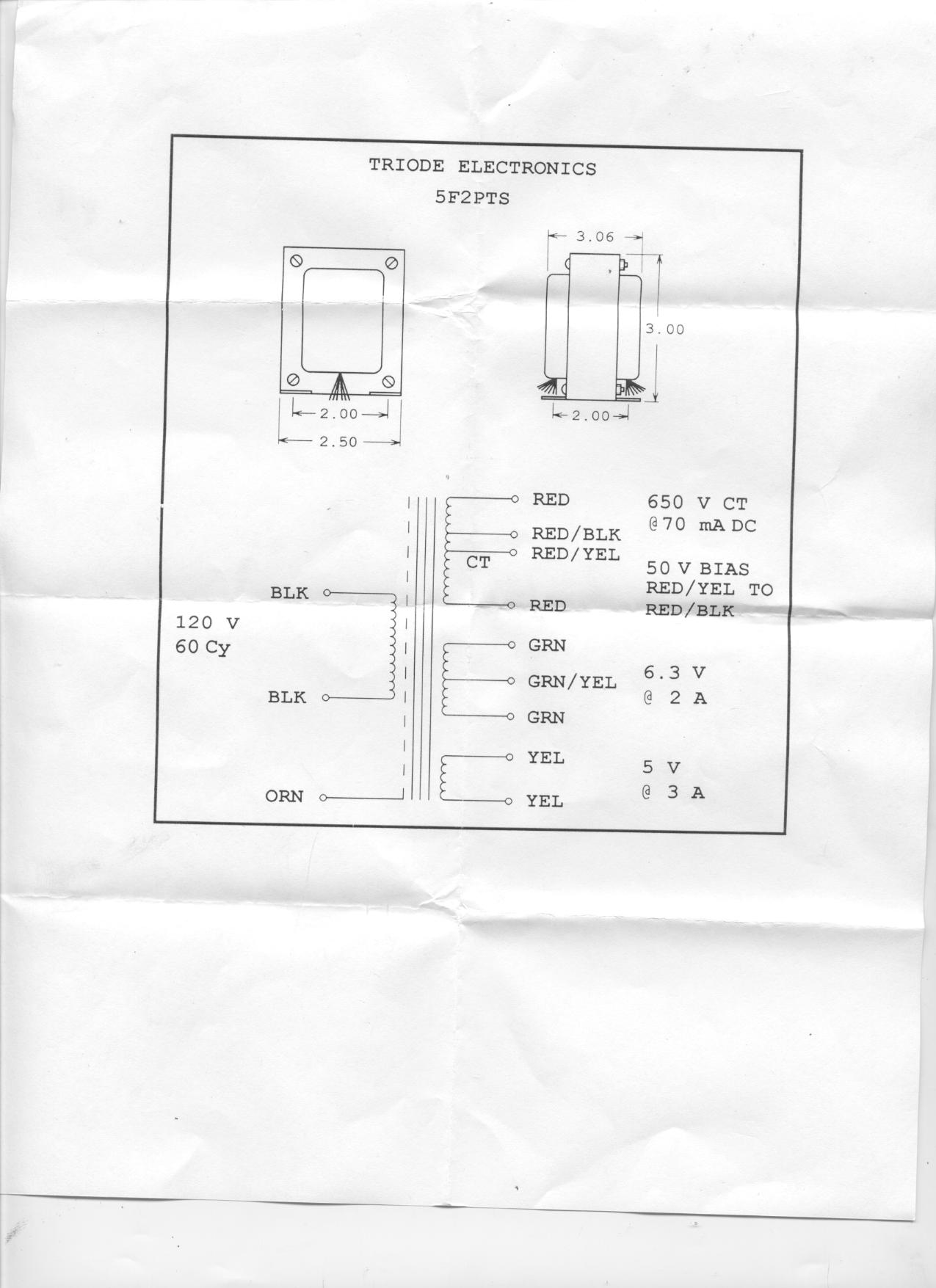 5F2 Power Transformer 325V 70ma Tweed Princeton Champ MADE