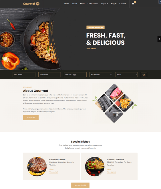 Restaurant Joomla Templates Site Bloom