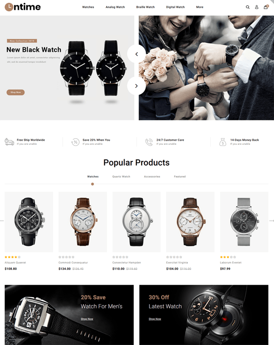 OpenCart Themes For Online Watch Stores Site Bloom