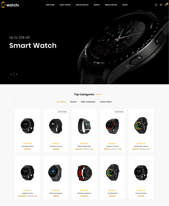 OpenCart Themes For Online Watch Stores Site Bloom