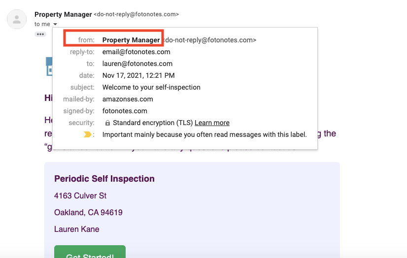 Managing the ReplyTo Email and Sender Name for Self Inspection Emails SiteCapture