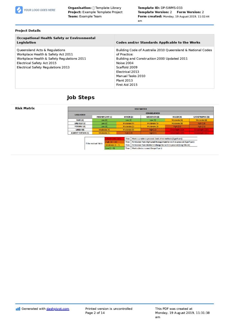 Air Conditioning Safe Work Method Statement (Free air con SWMS)