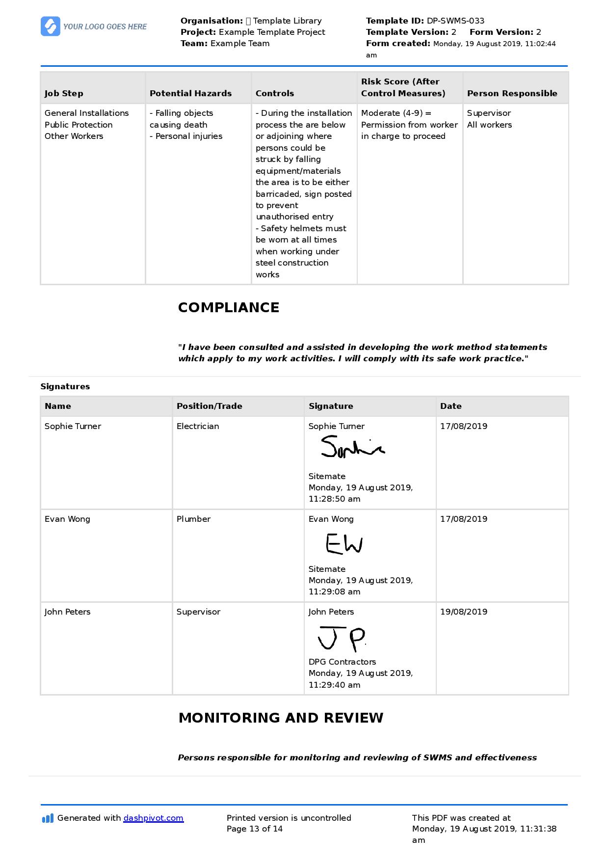 Air Conditioning Safe Work Method Statement (Free air con SWMS)