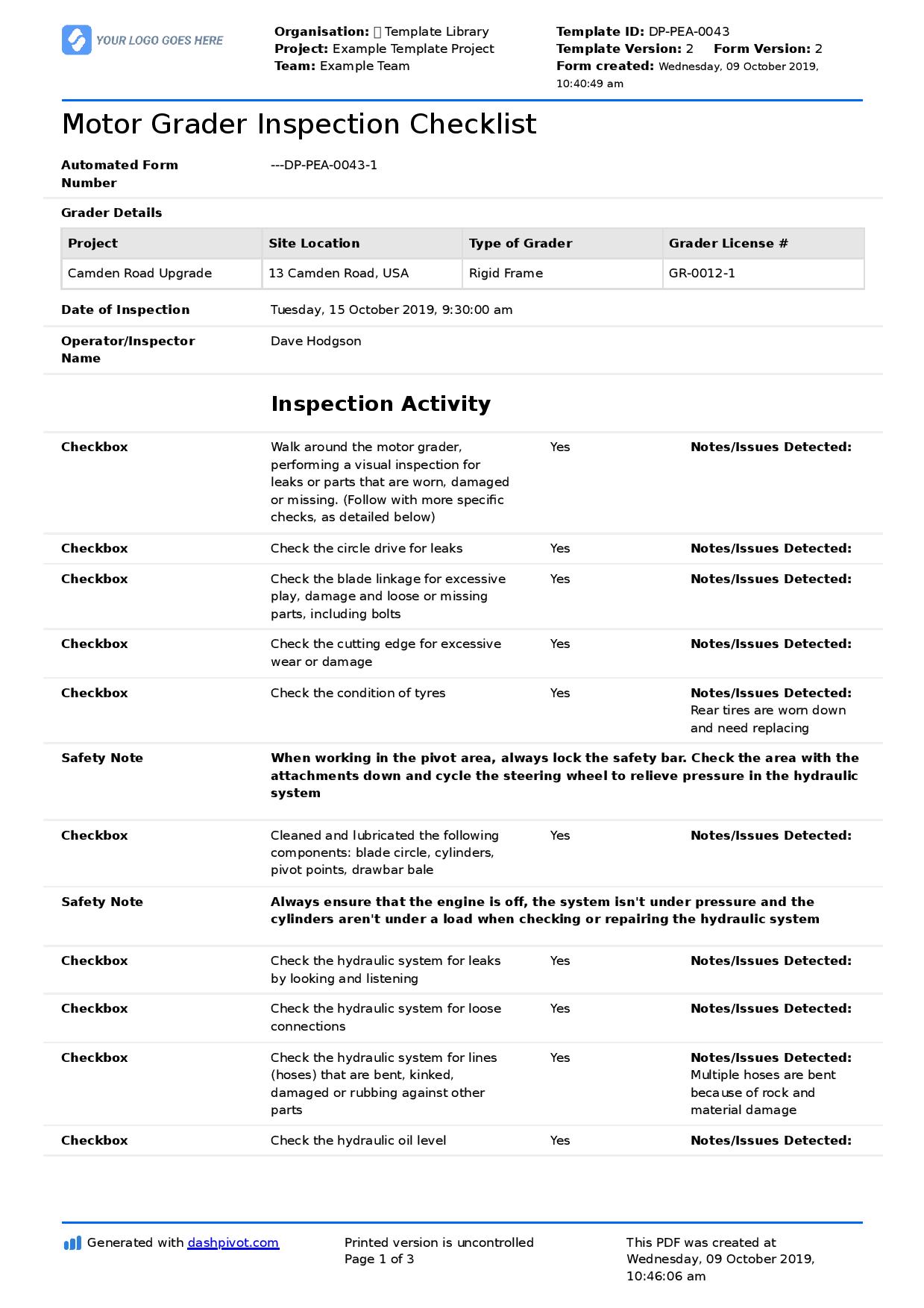 Yes No Checklist Template Word