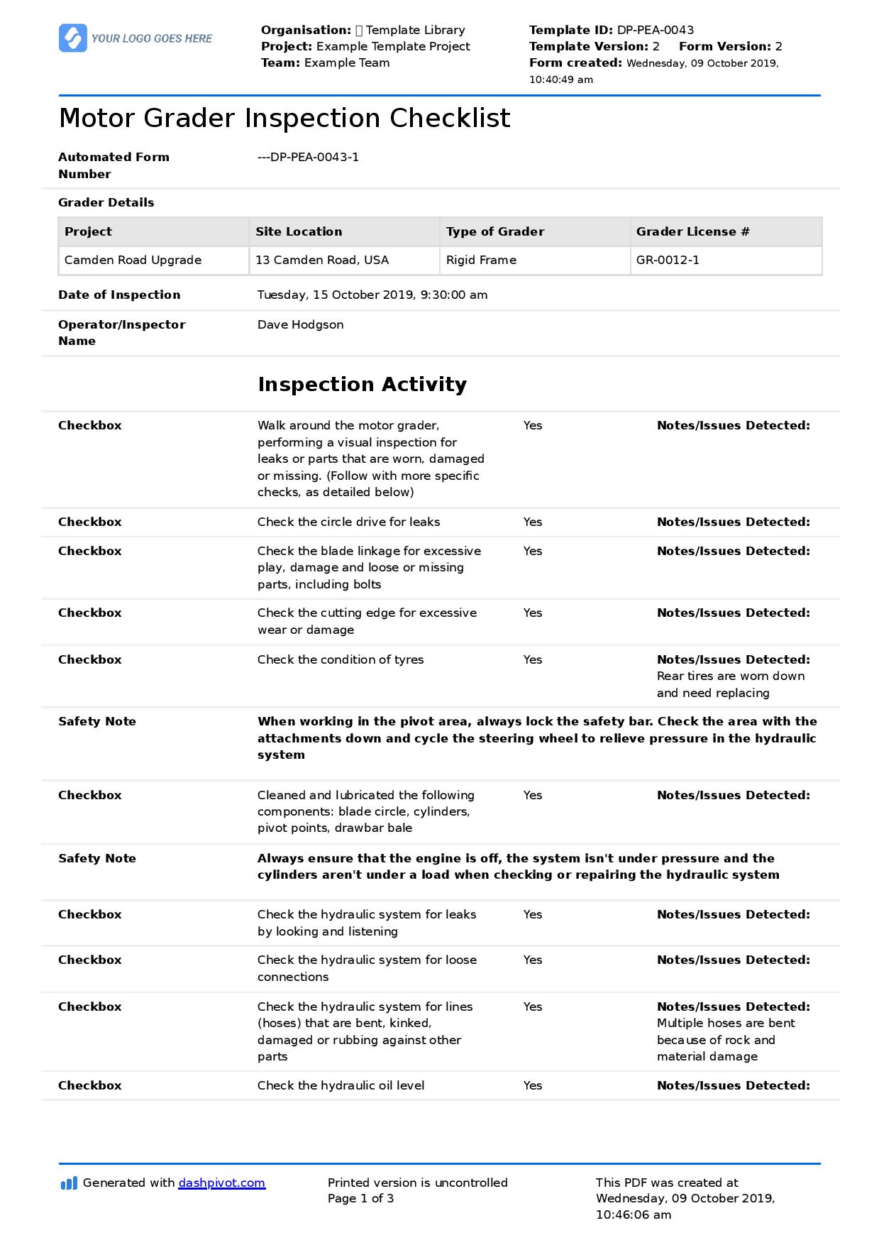 Yes No Checklist Template Word