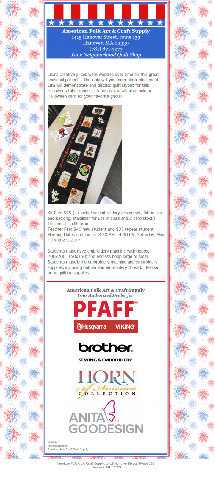 Quilting, sewing and rug braiding classes West Hanover, MA