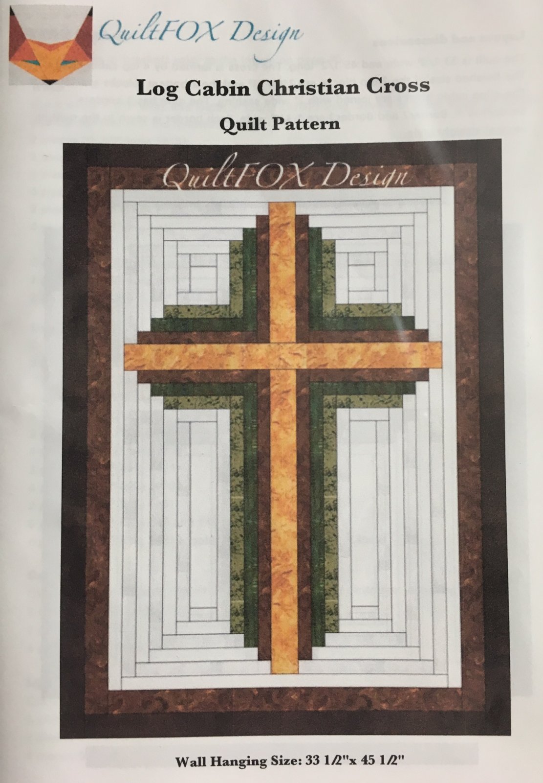 LOG CABIN CHRISTIAN CROSS, WALL HANGING PATTERN