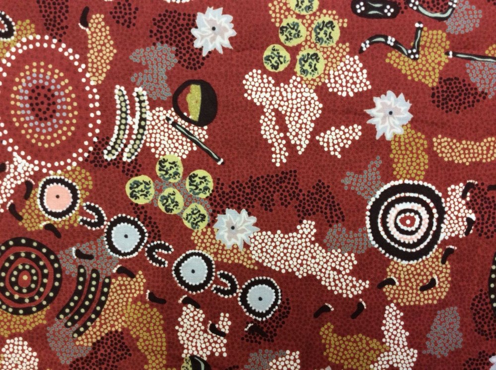Dancing Place Australian Artwork Aborigine Cotton Fabric Quilt Fabric