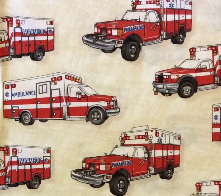 CL16 Ambulance Hospital Paramedic Medical Emergency Quilting Cotton Fabric