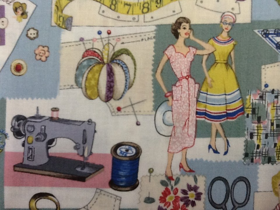 Sew Easy Montage Sewing Pattern Notions Vintage Style Print Makower UK