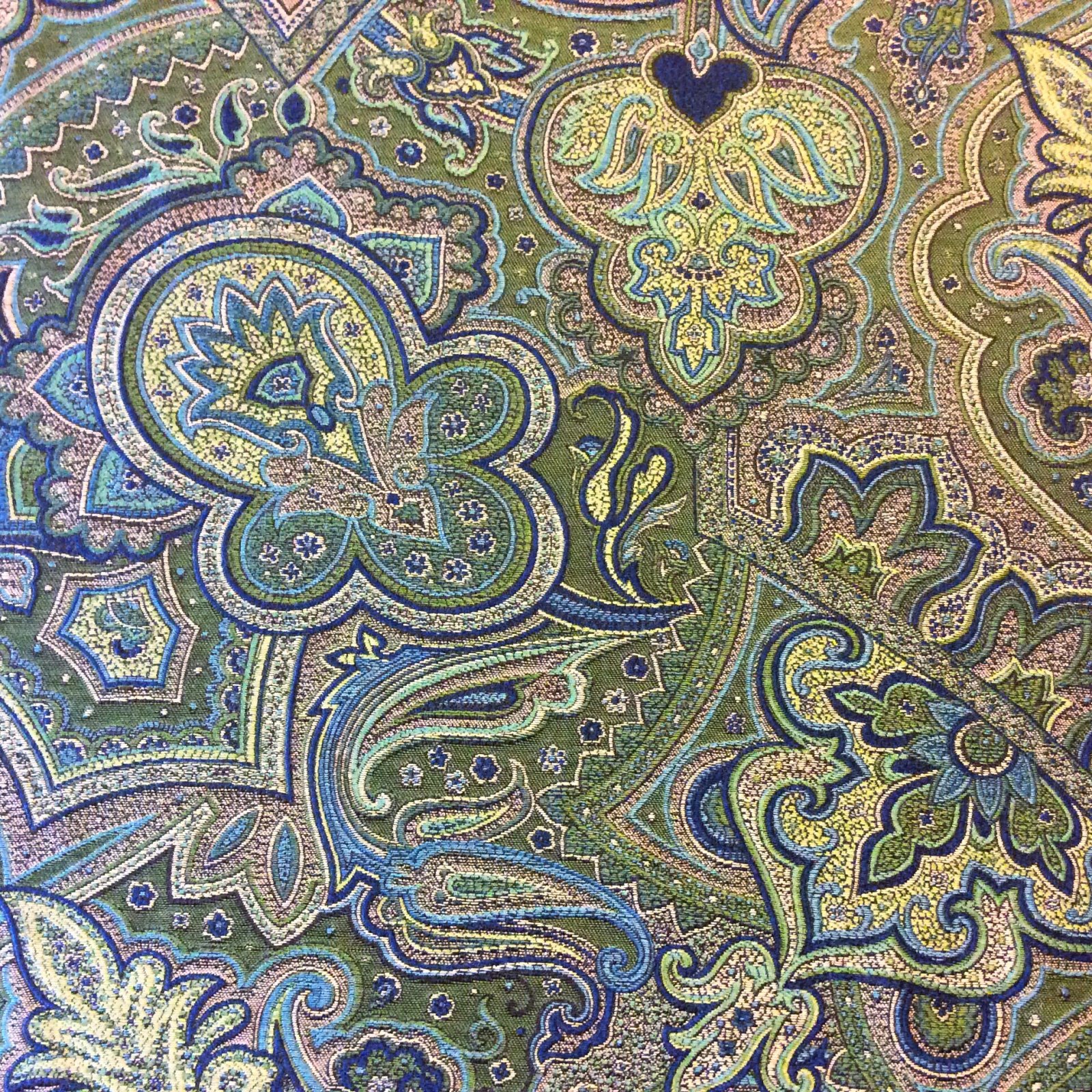 Kasbah Emerald Green Peacock Blue Paisley Heavy Woven Tapestry Heavy