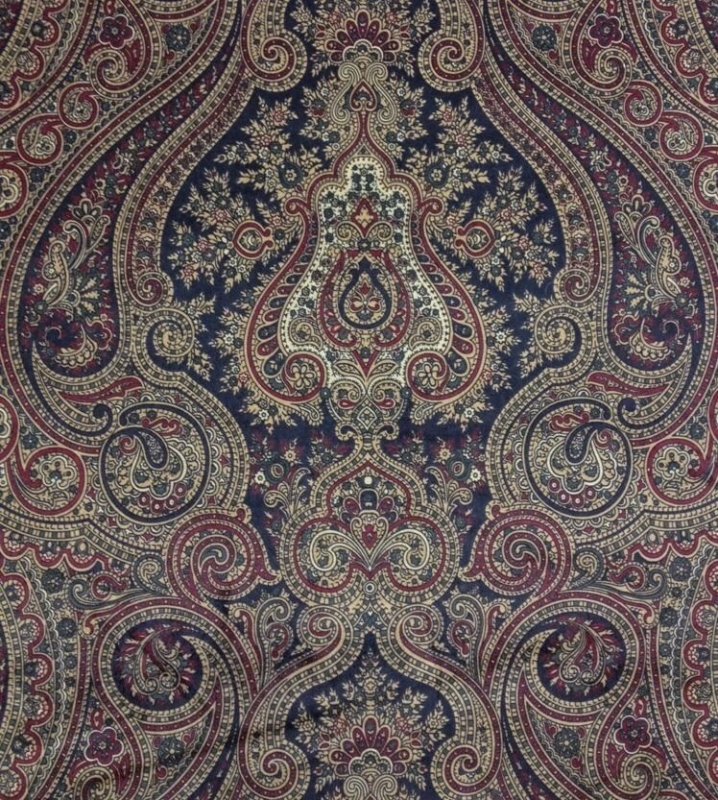 Ralph Lauren Paisley Velvet Red and Black Floral Design Heavy Cotton