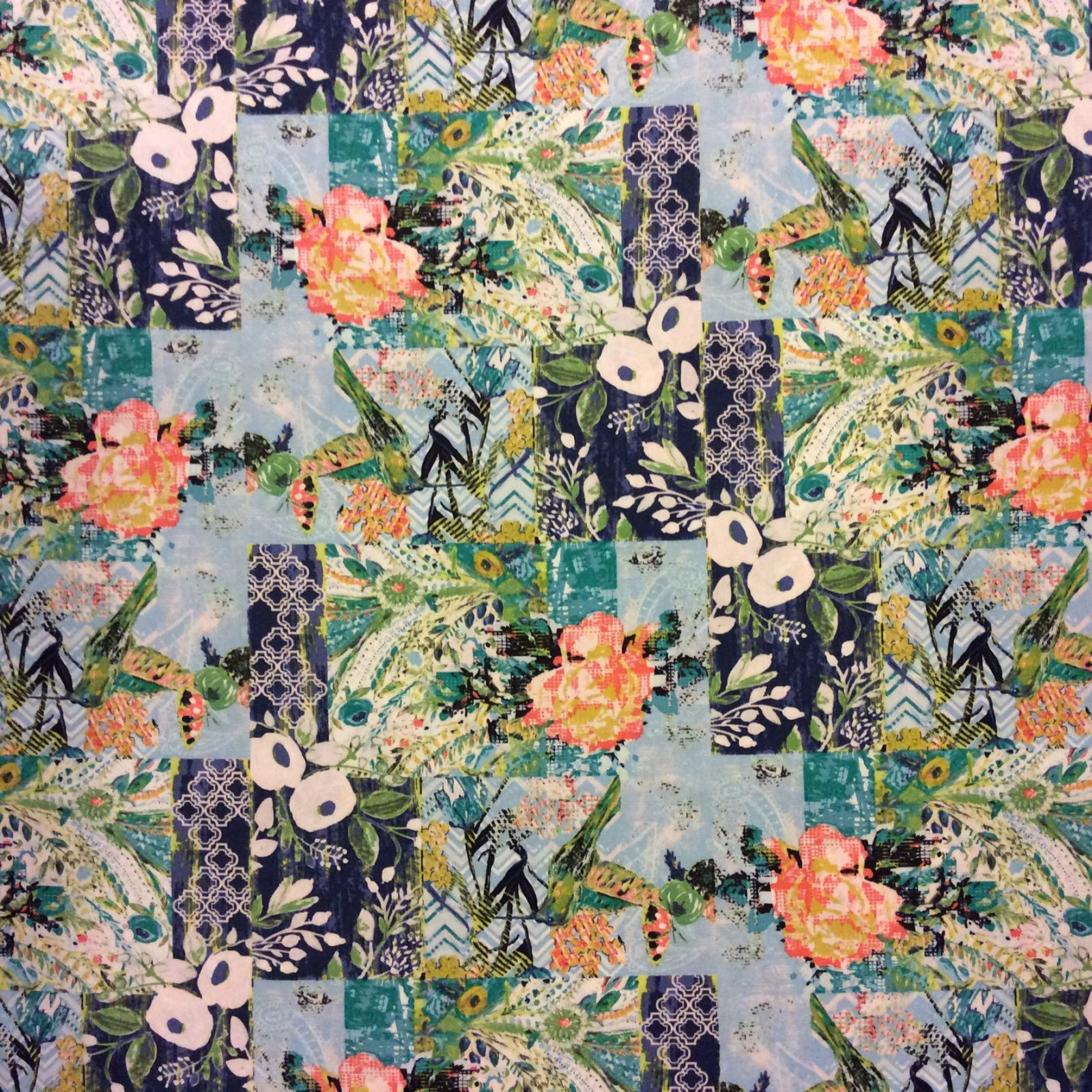 English Rose Garden Blooming Patchwork Cotton Quilt Fabric AR21