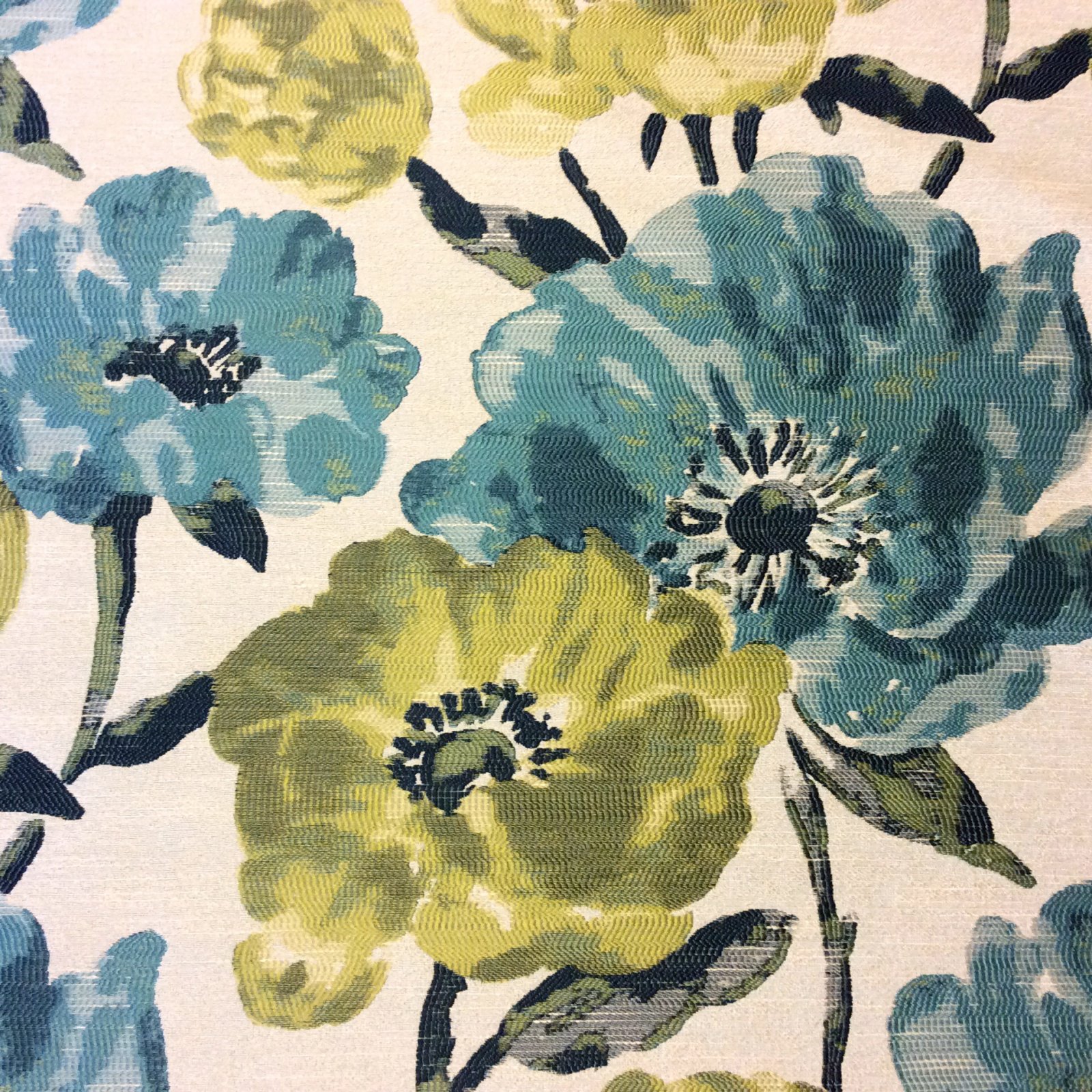 Turquoise Watercolor Floral Flowers Garden Upholstery Home Dec Fabric