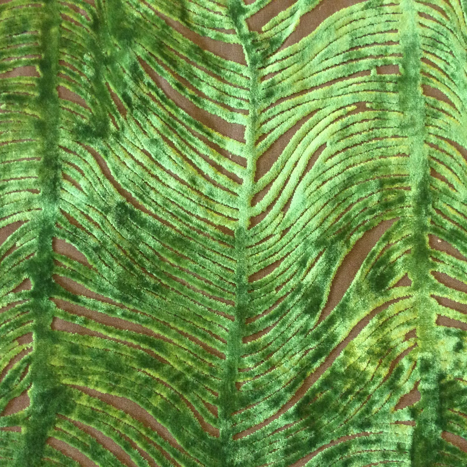 Peacock Plume Luxurious Cut Velvet Citrus Green Heavy Velvet Upholstery