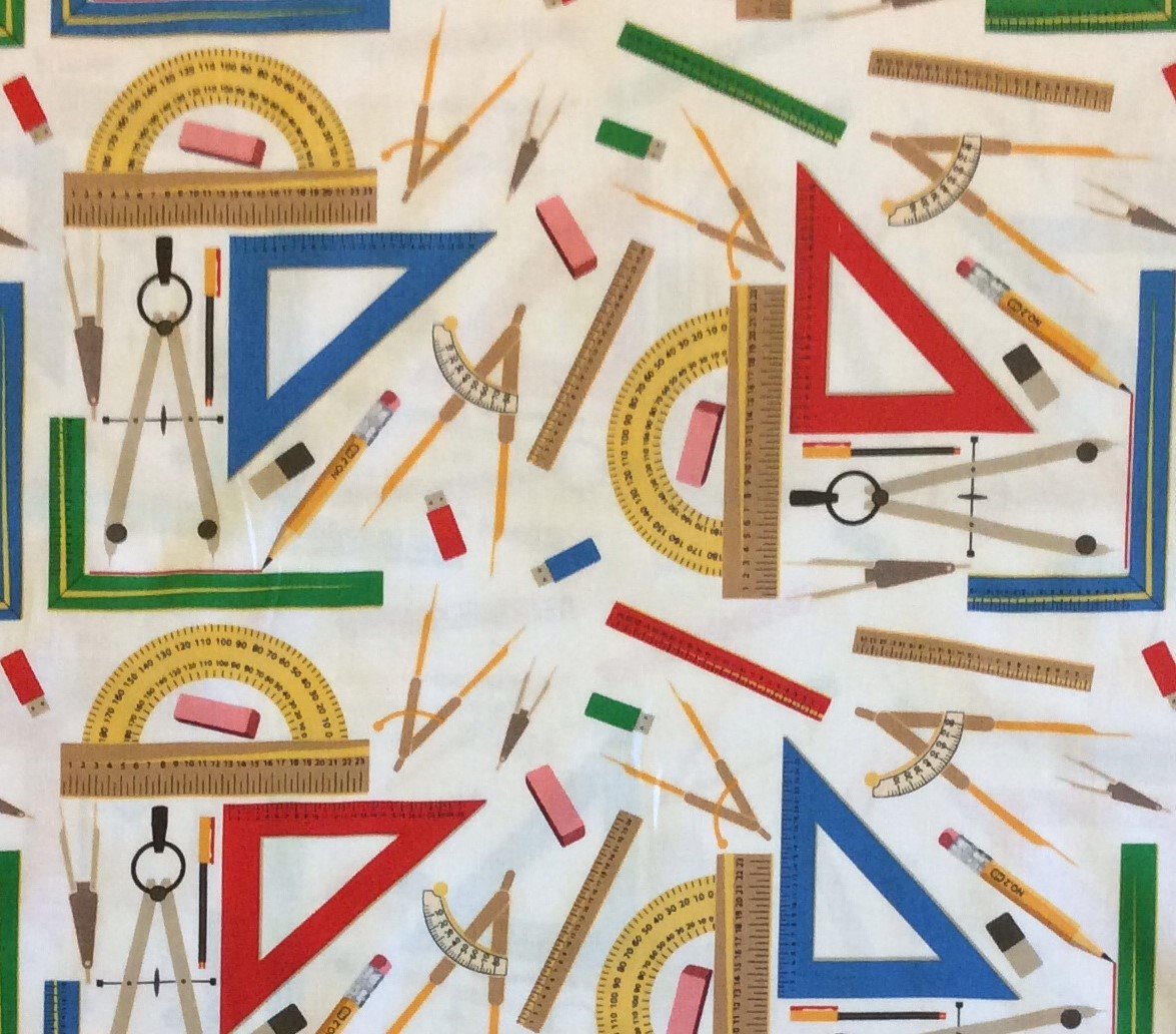 Teacher Back To School Student Teacher Supplies No 2 Pencil Quilting Cotton Fabric MD216