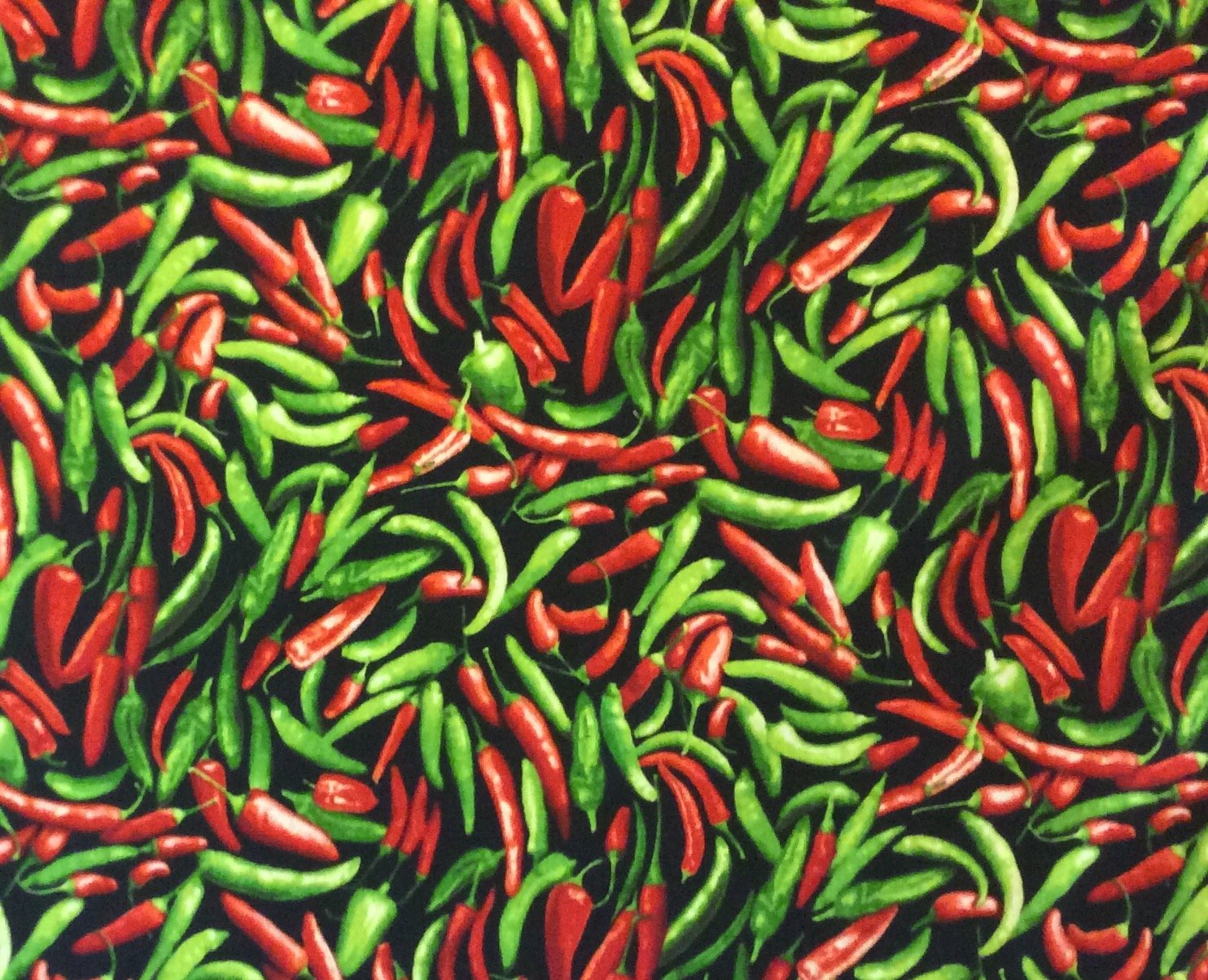 Hot Peppers Spicy Jalapeo Chili Food Vegetable Quilting Cotton Fabric MD245
