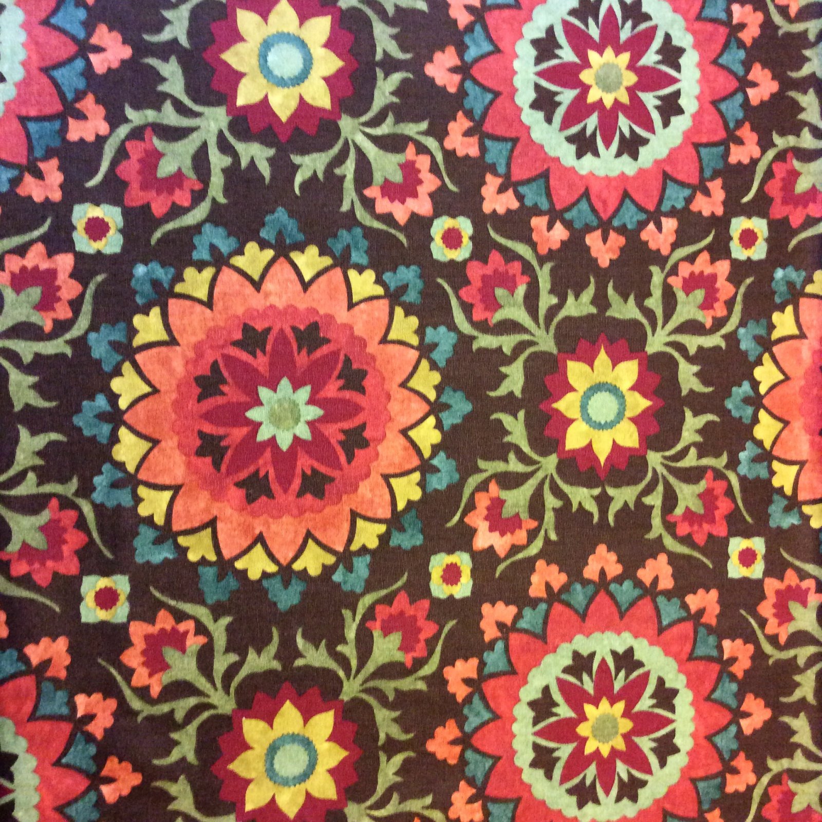 NL233 Moroccan Floral Suzani Medallion Jewel Tone Cotton Weave Home