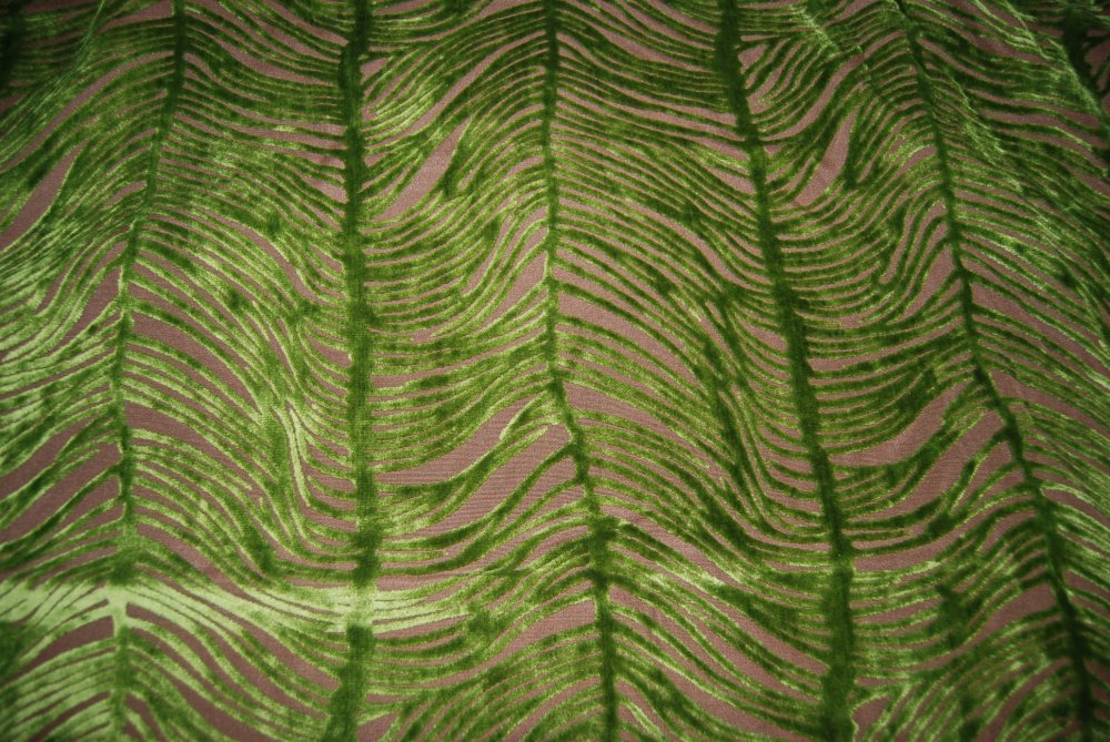 Peacock Plume Luxurious Cut Velvet Citrus Green Heavy Velvet Upholstery