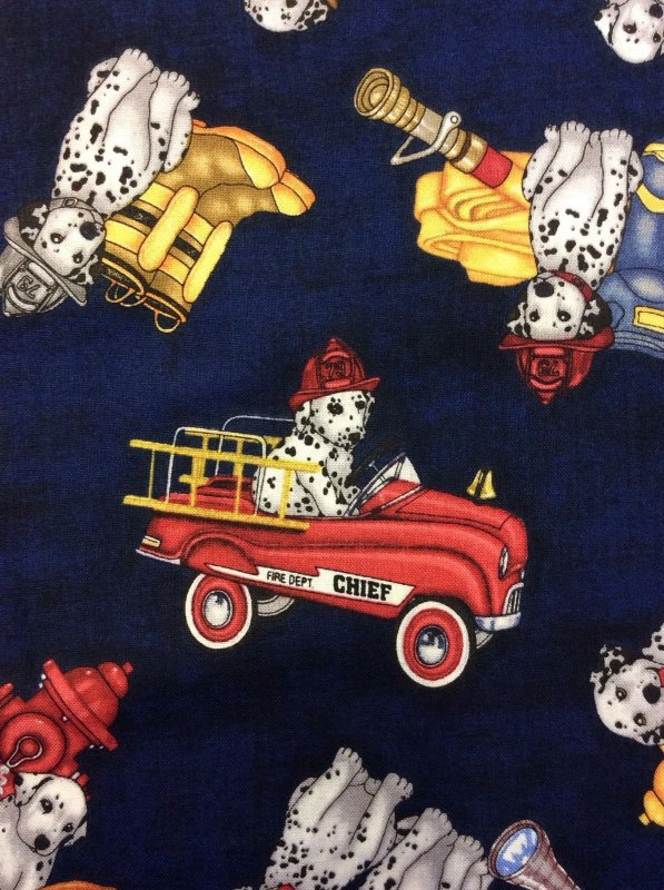 Dalmatian Puppies Firefighter Dogs Trucks Cotton Fabric Quilt Fabric RJ07