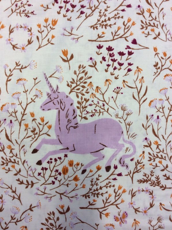 Heather Ross Lavender Unicorn Flowers Enchanted Cotton Fabric Quilt