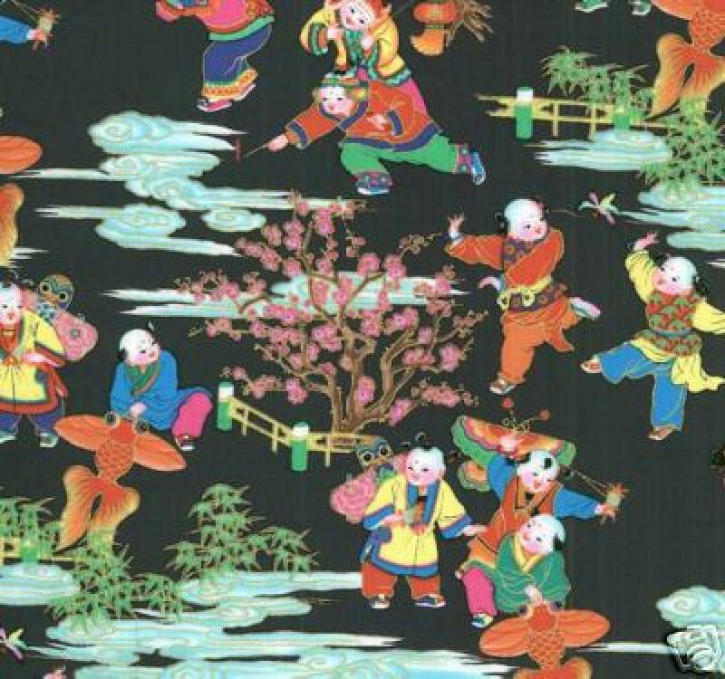 Asia China Kids Peking Chinese Asia Quilt Cotton Fabric 230