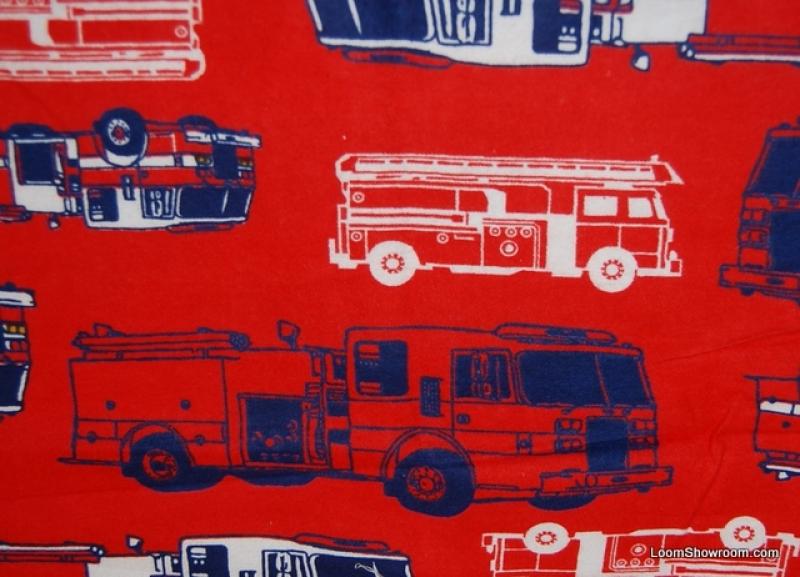 Fire Truck Red Emergency Vehicle Cotton Fabric Soft Flannel ABO135