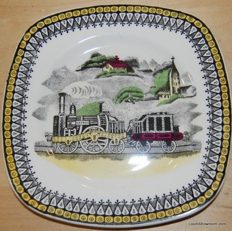 Railway Train Railroad Pottery Plate Signed Portland Pottery Ltd Made