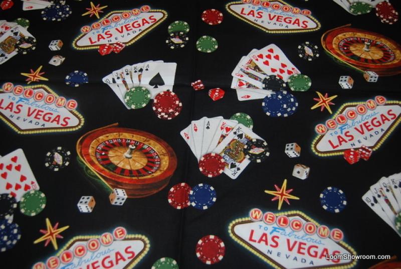 Q92 Viva Las Vegas Gambling Casino Retro Cards Poker Chips Dice Cotton fabric Quilt fabric