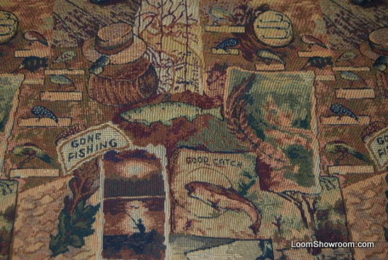 1.25 Yard Heavy Tapestry Fabric Fishing Fly Fish, Bass Fish Cabin Life