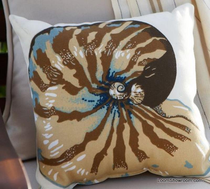 Pillow Panel Sealife Sea Life Nautilus Shell Indoor Outdoor Fabric