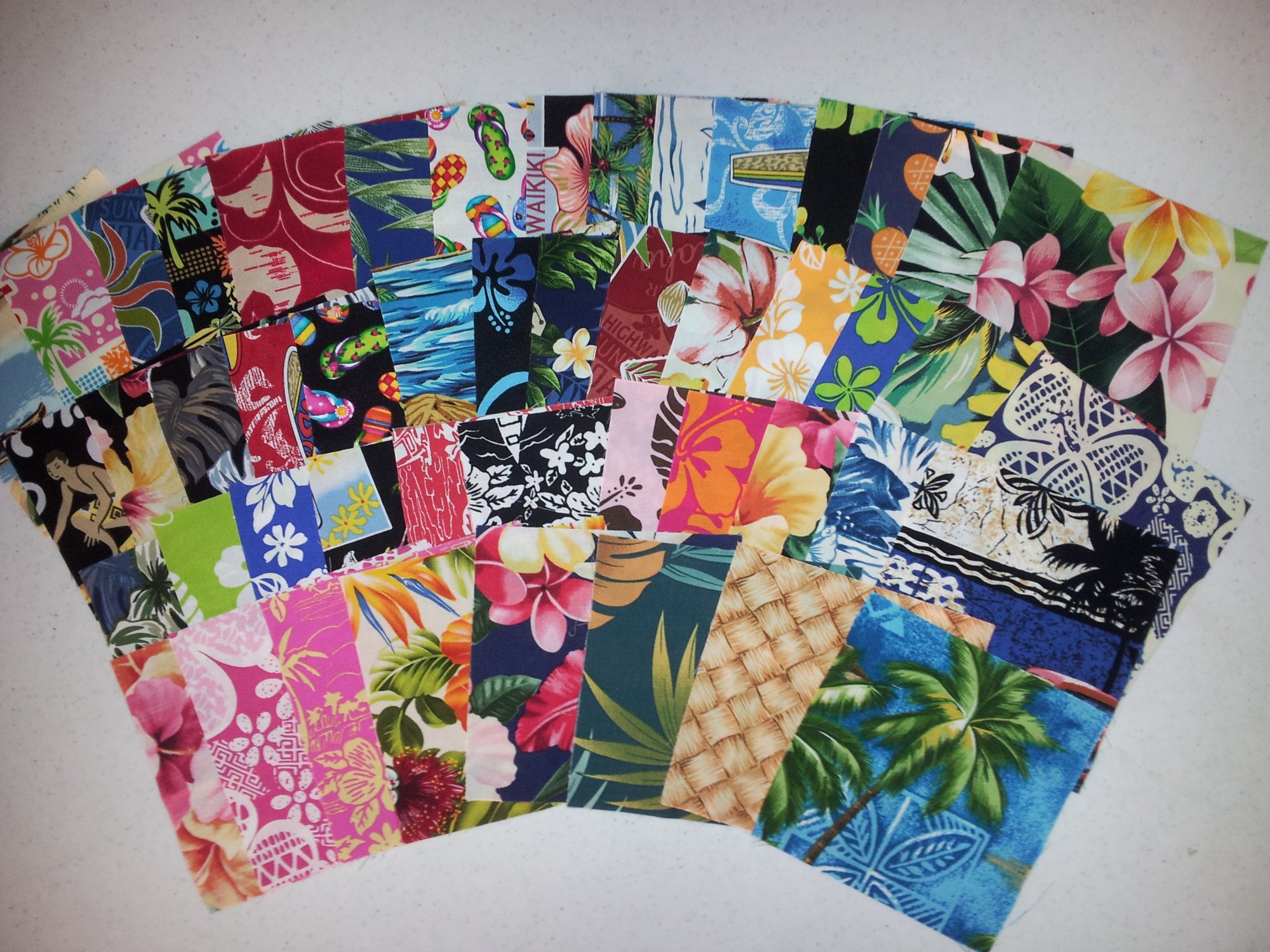 Hawaiian Print Charm Packs 5 squares 48 fabrics(8/2015) 082015