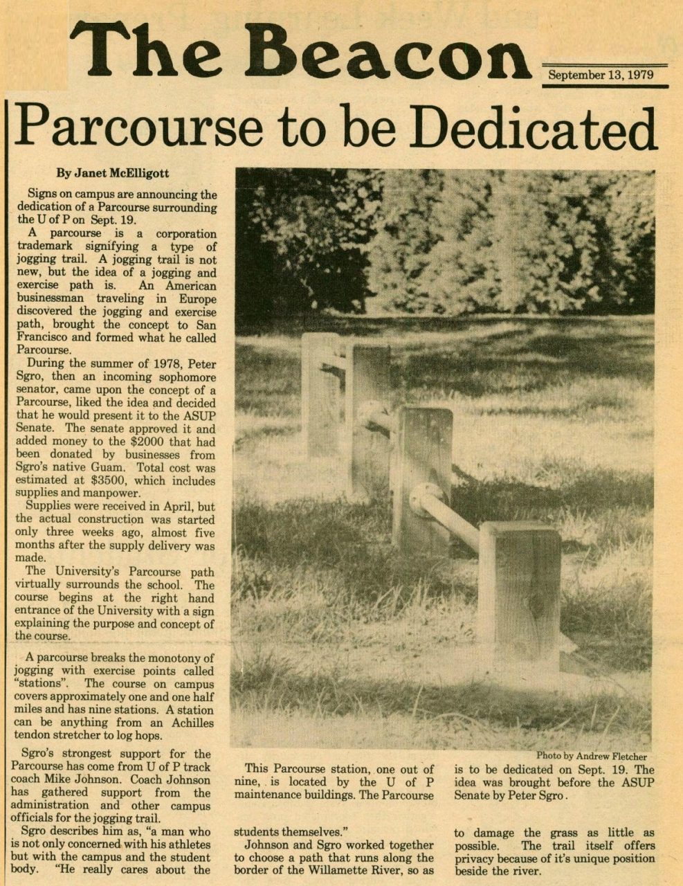 Parcourse to be dedicated.