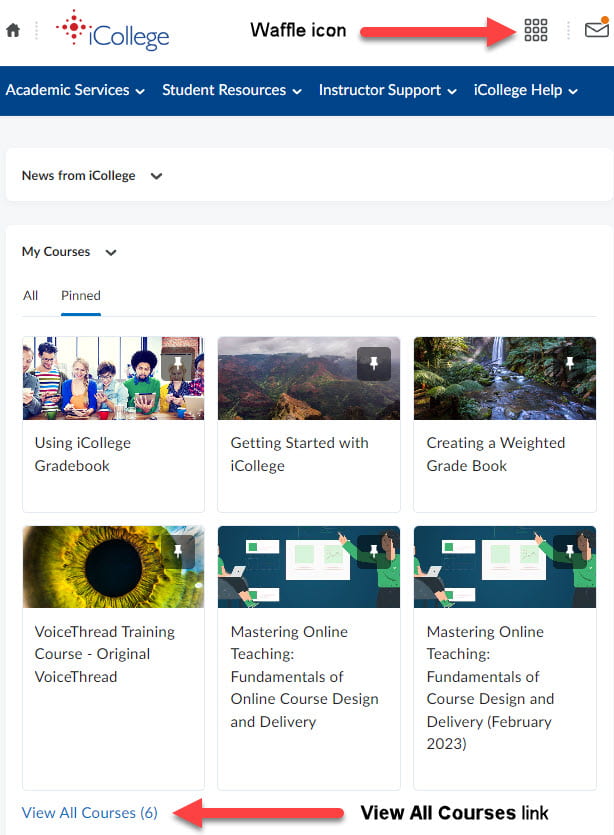 Finding Your Courses iCollege Now
