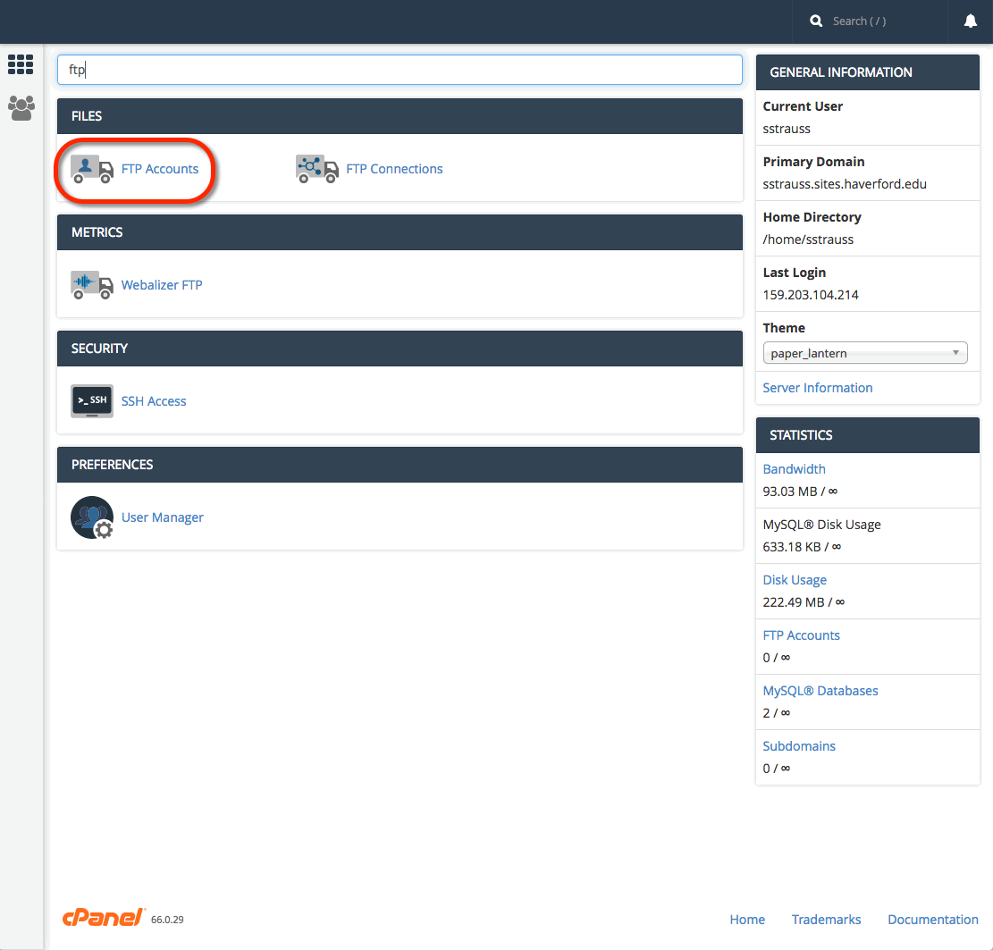 Setting Up FTP Haverford Sites Documentation