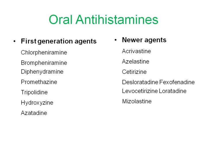 first generation agents first generation antihistamines include
