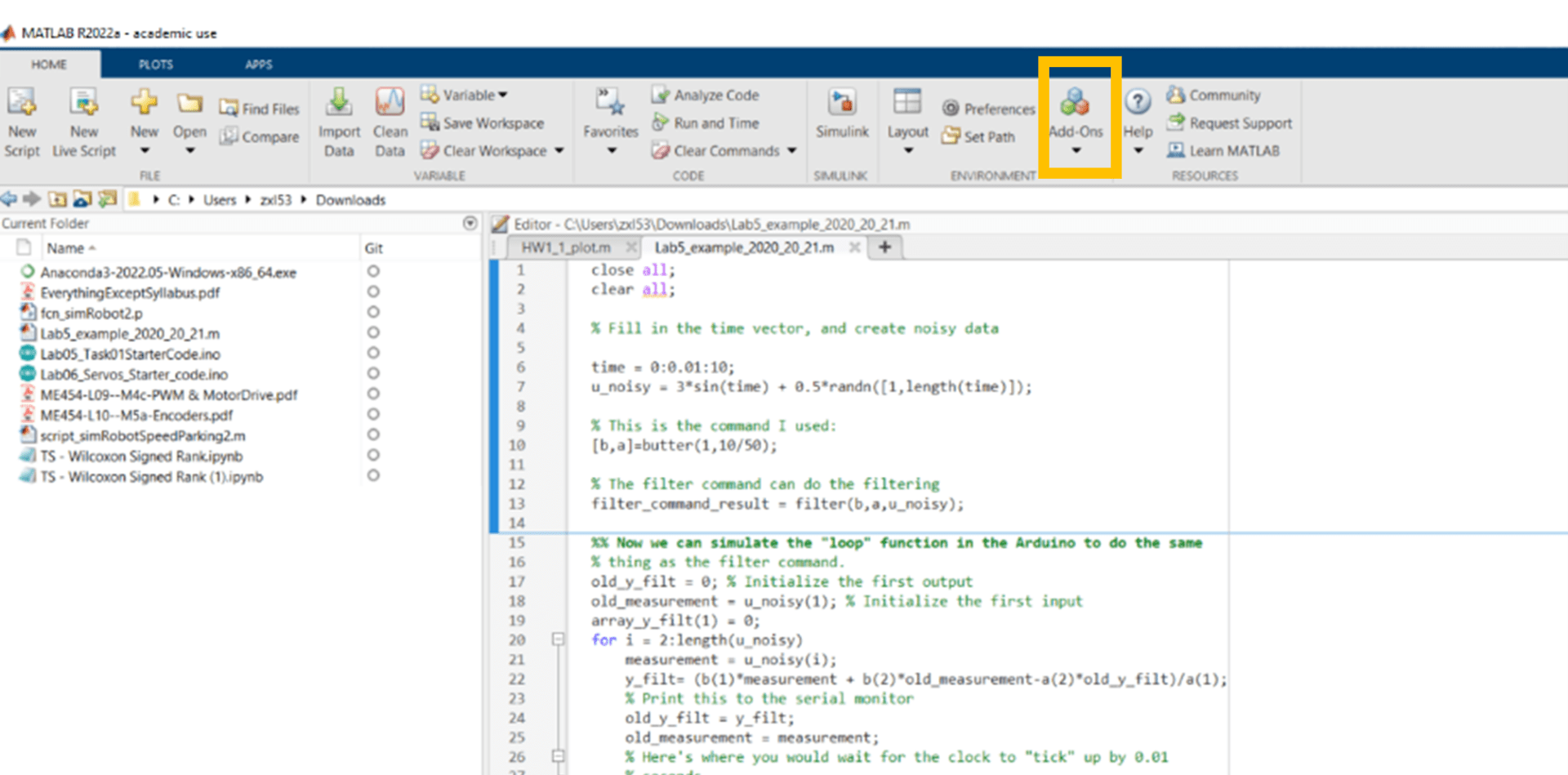 Coding with Matlab Mechanical Engineering Hardware Kit